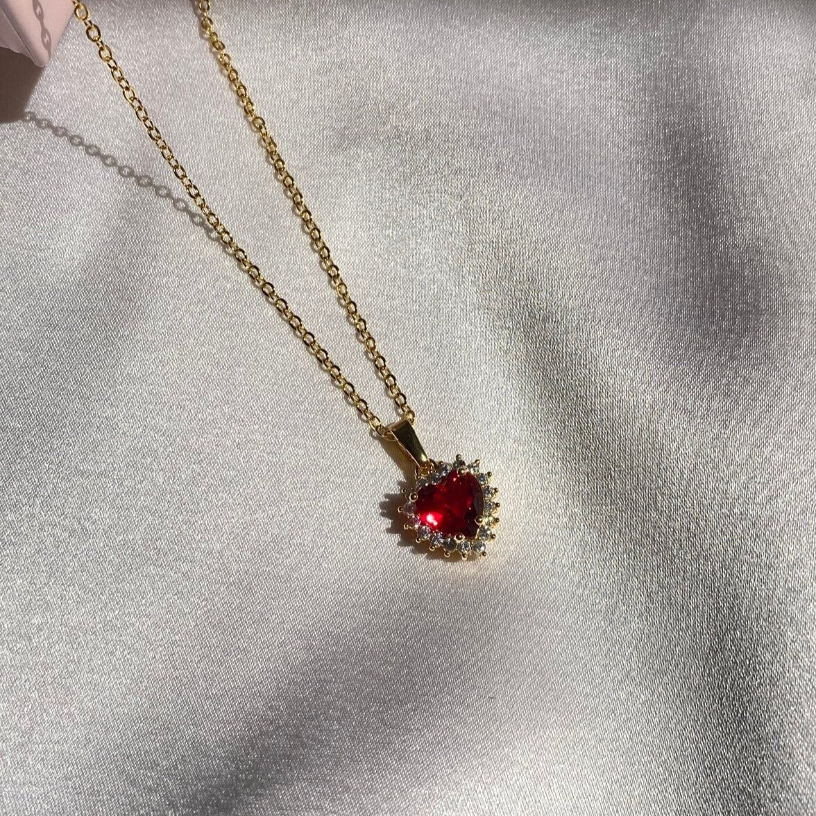 14 K Gold Plated Heart Stone Necklace